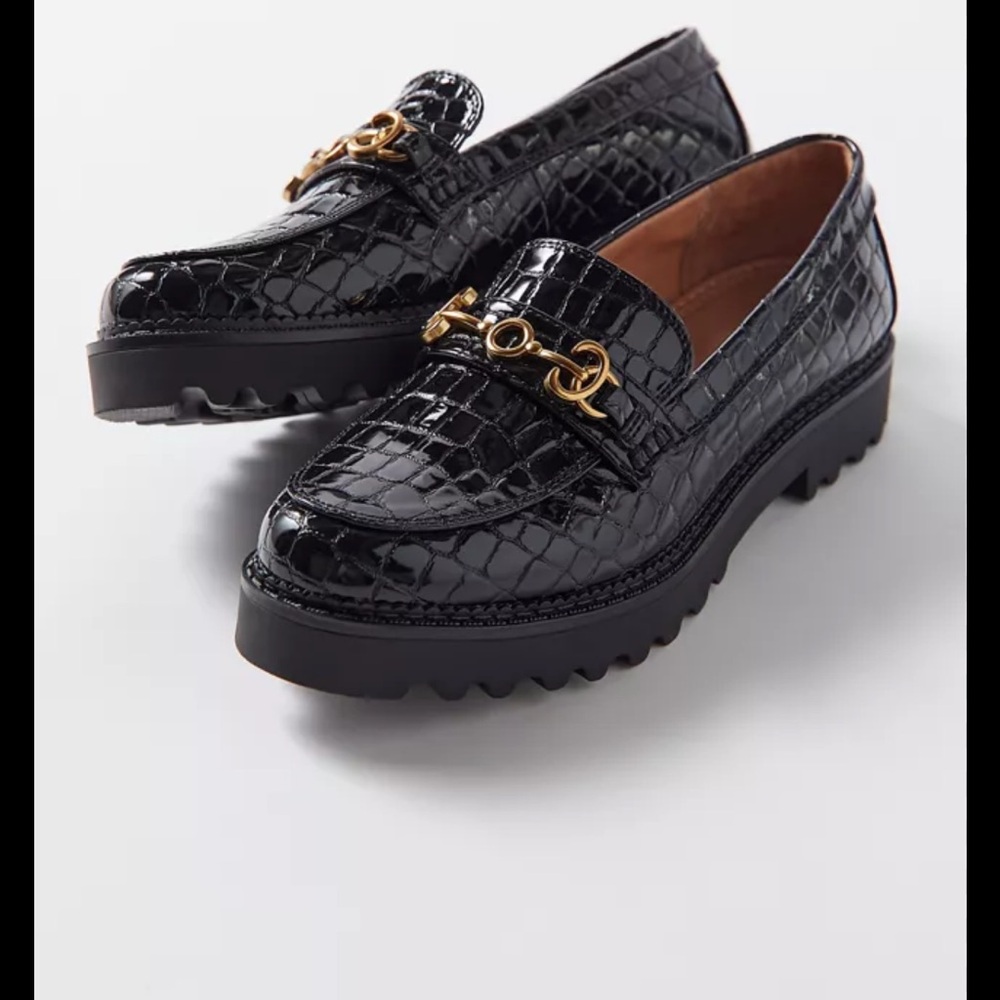 Sam Edelman Black Loafers with Gold Accent-NEW